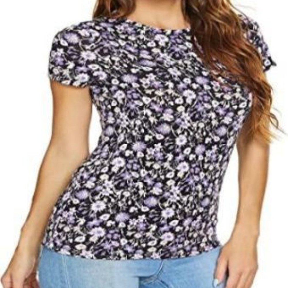 CoCo Women's  neck slim short sleeve tee elastic tight